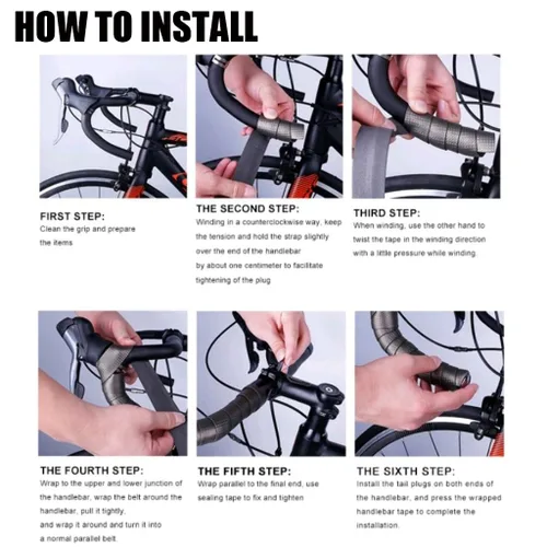 Miniatura 6 de Cinta de manillar de bicicleta EVA Foam Road Bicycle Handlebar Tape Ciclismo Handle Wraps Negro para bicicleta de carretera 2 rollos