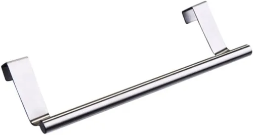 Miniatura 2 de OSALADI Toallero de pared para colocar sobre la puerta, toallero metálico plateado sobre la puerta, toallero de cocina, estante para platos de acero