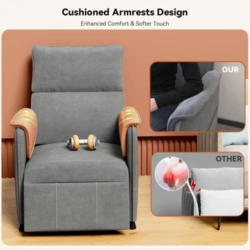 Miniatura 7 de Sillón reclinable, reclinable eléctrico de felpilla ajustable con control remoto y respaldo acolchado, asiento de sofá reclinable de cine en casa