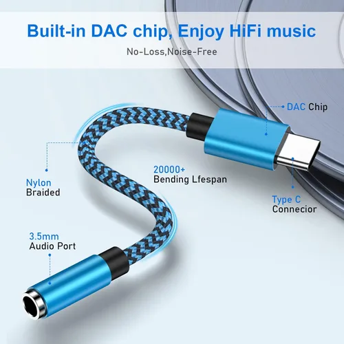 Miniatura 5 de Adaptador USB tipo C a conector de auriculares de 0.138 in, paquete de 2 cables USB C a Aux hembra de audio compatible con Samsung Galaxy A54 A37