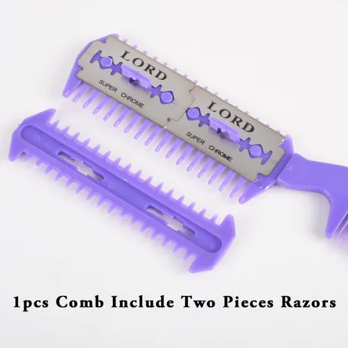 Miniatura 4 de 6 piezas de recortadora de puntas abiertas de doble filo, peine para adelgazar el cabello para cortes de pelo delgados en casa, mujeres y hombres