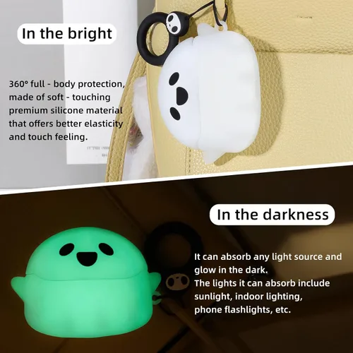 Miniatura 4 de Funda para AirPods Pro 3 2025, bonita y luminosa y divertida funda de fantasma 3D diseñada para Apple AirPods Pro de 3ª generación, funda