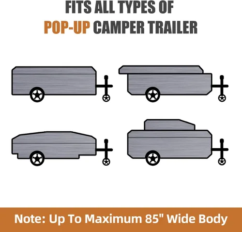 Miniatura 9 de Cubierta desplegable para cámper de 8 a 10 pies, 7 capas impermeable, cubierta de remolque plegable anti-UV, cubierta de caravana para autocaravana