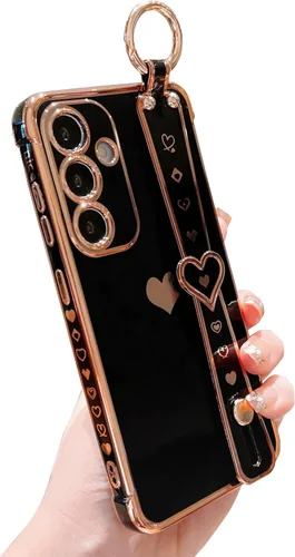 Miniatura 13 de DEFBSC Funda compatible con Samsung Galaxy S23, con borde galvanizado con correa para la muñeca, protección completa de la cámara, esquinas
