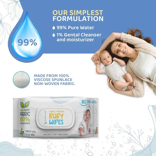 Natural Care Sensitive - Toallitas húmedas para bebés con tapa, tela vegetal 100% biodegradable, sin fragancia, aloe vera y vitamina E,