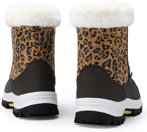 Miniatura 4 de COOJOY - Botas de nieve a media caña, peludas, e impermeables de mujer para el invierno