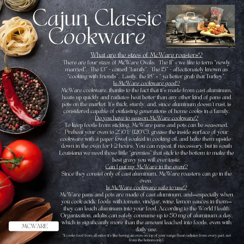 Miniatura 4 de Asador ovalado de aluminio de 15 pulgadas, McWare by Cajun Classic Cookware