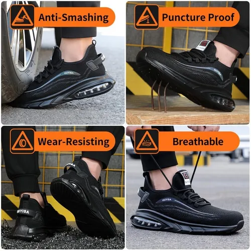 Miniatura 7 de Zapatos deportivos con punta de acero para hombre, zapatos ligeros para hombre, zapatos de trabajo cómodos, zapatos de seguridad con amortiguación