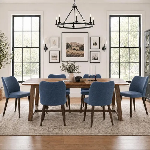 Miniatura 7 de MALOL Juego de 2 sillas de comedor, sillas laterales de cocina tapizadas de tela con patas de madera para uso en cocina y restaurante, color beige