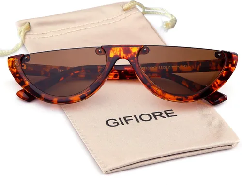 Miniatura 6 de GIFIORE Gafas de sol semi sin montura vintage retro medio redondas