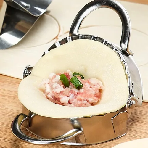 Miniatura 5 de Hoypeyfiy 2 prensas para hacer ravioles de bola de masa hervida, máquina de bolas de masa de acero inoxidable, molde Wonton, herramienta fácil