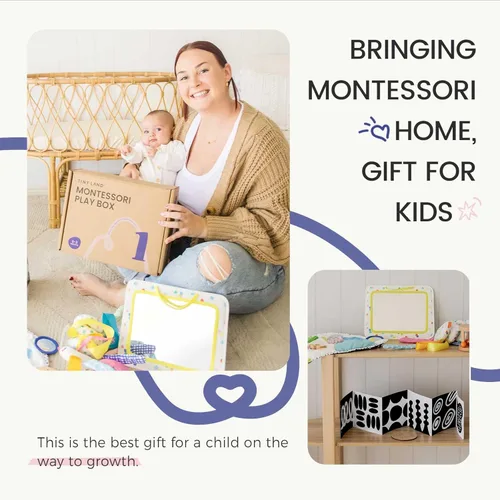 Miniatura 6 de Tiny Land Conjunto de Juguetes Montessori para Bebé 0-3 Meses Kit de Juego Sensorial para Desarrollo de Recién Nacido - Espejo 5 en 1, Conjunto