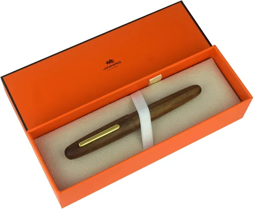 Miniatura 6 de Jinhao Heritage 9056 - Pluma estilográfica vintage de madera de nogal, plumas naturales antiguas, punta fina con convertidor de tinta recargable