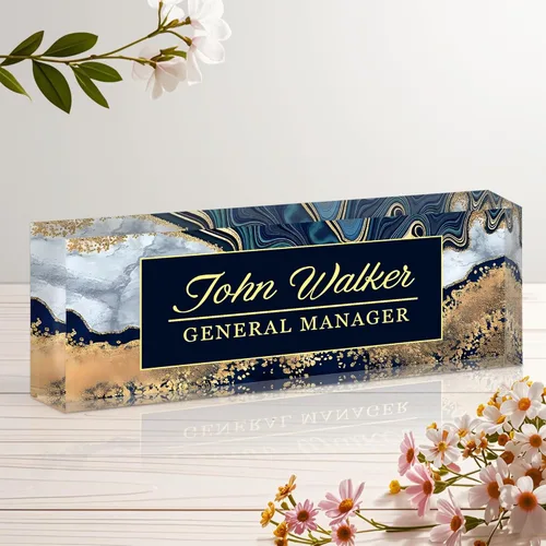 Placa de nombre personalizada para escritorio, letrero de nombre de escritorio acrílico personalizado, regalos de agradecimiento de oficina para