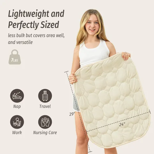 Miniatura 3 de Wemore Manta ponderada de regazo de 7 libras para adultos, manta pequeña con peso para viajes, calma, relajación, siesta y dormir, almohadilla