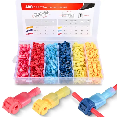 Miniatura 11 de Nilight - 50031R 240 unids/120 pares de terminales de cable de empalme T-Tap auto-pelacables con nailon totalmente aislado macho desconexiones