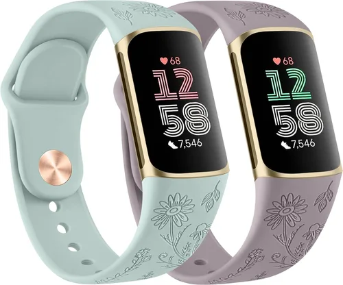 Paquete de 2 bandas para Fitbit Charge 6 bandas para mujeres y hombres, correas clásicas suaves de repuesto para Fitbit Charge 5 Fitness & Health
