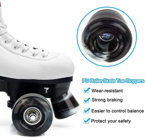Miniatura 4 de Tanzfrosch Paquete de 8 ruedas para patines con rodamientos instalados y 2 topes de dedos para patinaje de doble fila, patines cuádruples y patineta