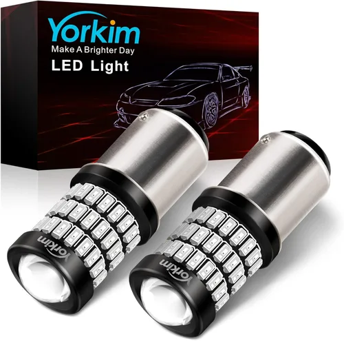 Yorkim Bombillas LED 1157 brillantes rojas, bombilla de freno 1157, 9-30 V, 1157 2057, 2357, 7528, BAY15D, bombilla LED con proyector de repuesto