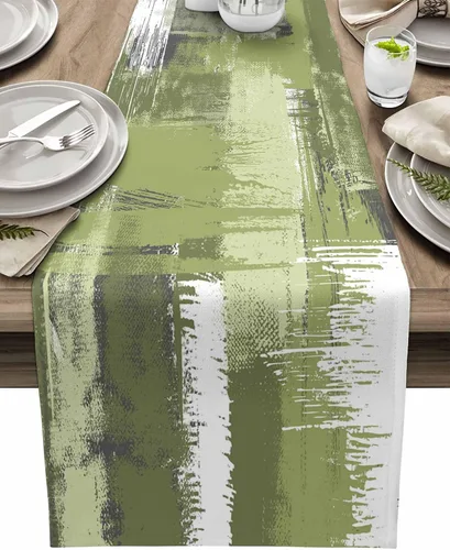 Miniatura 15 de Zigzi - Bufandas de mesa azules, textura de mármol a rayas grises de Zigzi, camino de mesa de comedor, decoración de mesa rectangular lavable