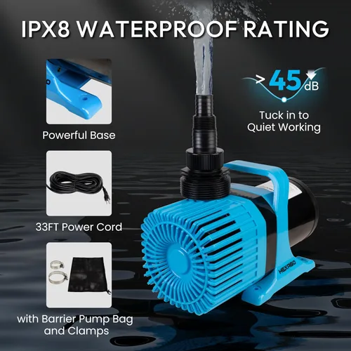 Miniatura 6 de Bomba de agua sumergible de 4000 GPH: bomba de estanque ultra silenciosa de 350 W, elevación máxima de 21 pies, ideal para estanques, cascadas