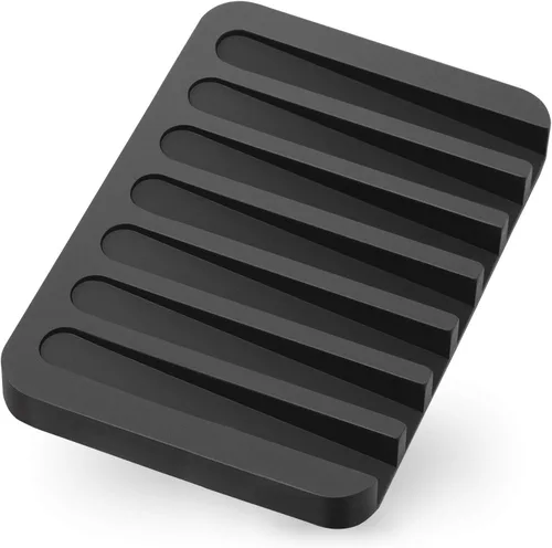 Miniatura 6 de Anwenk - Jabonera de silicona flexible para ducha, baño/cocina/encimera, mantiene las barras de jabón limpias en seco, fácil limpieza, color negro
