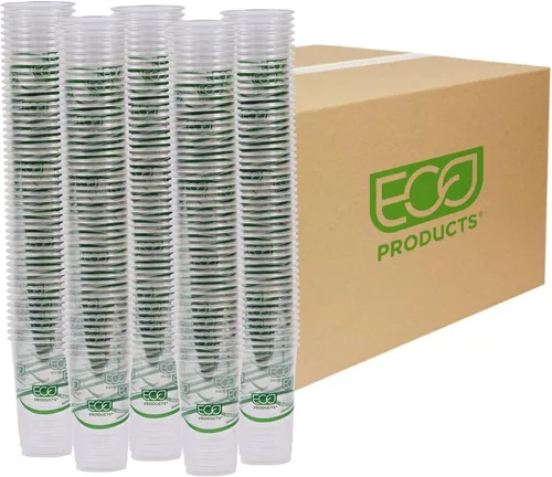 Miniatura 20 de ECO PRODUCTS GreenStripe - Vasos fríos transparentes de 9 onzas, vasos desechables de ácido poliláctico (PLA) a base de plantas para agua, jugo