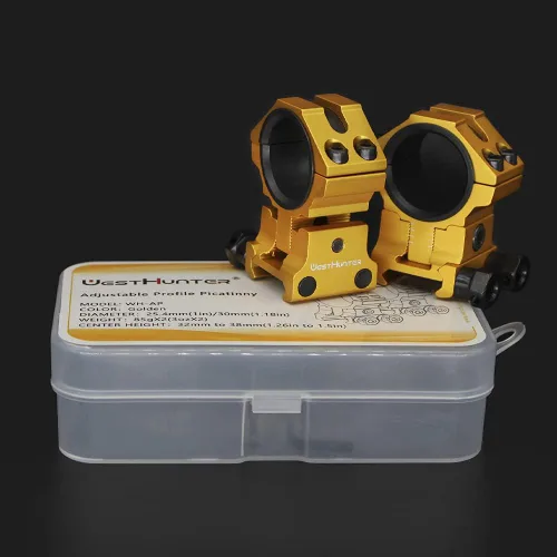 Miniatura 5 de WestHunter Optics Anillos ajustables de altura para mira Picatinny, 1 pulgada 30 mm Montura de mira de precisión 6 colores Dorado