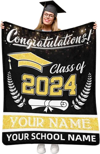 Miniatura 28 de Manta personalizada de graduación 2025, manta personalizada para regalo de graduación con nombre de la universidad, manta de felicitación