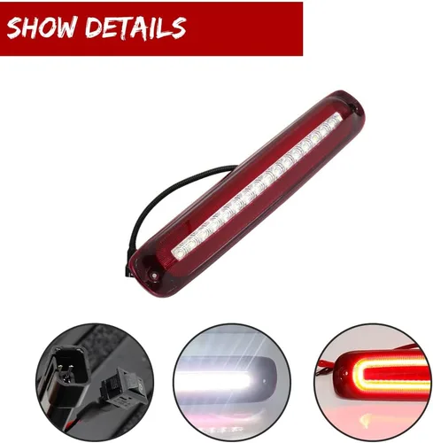 Miniatura 4 de Luz de freno LED de montaje alto con lente roja, luz de freno trasera compatible con Chevy Silverado GMC Sierra 1500 2500 3500 HD Classic 1999-2007