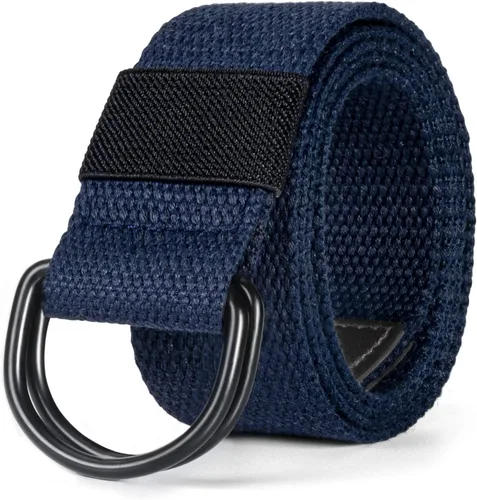 Miniatura 9 de Cinturón para mujeres y hombres de lona con hebilla negra 1 1/2" de ancho extra larga color sólido