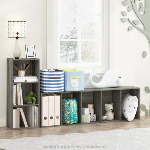 Miniatura 4 de Furinno Pasir - Estantería abierta de 4 niveles (gris roble francés) Luder (roble francés)