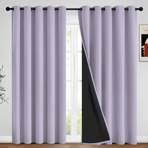 Miniatura 220 de Yakamok Cortinas negras, cortinas de ventana con aislamiento térmico y eficiencia energética para dormitorio, cortinas opacas completas y cortinas