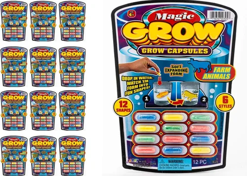 JA-RU Cápsulas mágicas de cultivo para niños (paquete de 12, 144 cápsulas surtidas) Juguetes de cultivo de agua, criaturas marinas de espuma,