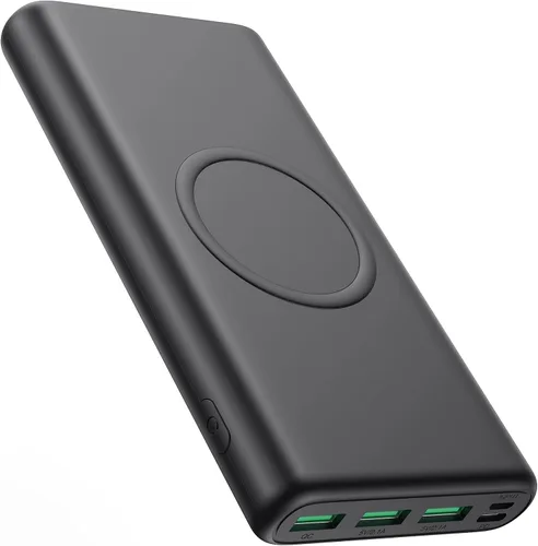 Miniatura 11 de Cargador portátil inalámbrico 30,800 mAh, 15 W de carga inalámbrica USB C, banco de energía con carga rápida de 25 W PD QC 4.0, 4 salidas, paquete
