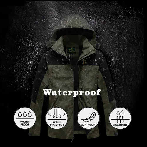Miniatura 18 de GIISAM Chaqueta de lluvia para hombre, impermeable, ligera, para exteriores, rompevientos con capucha