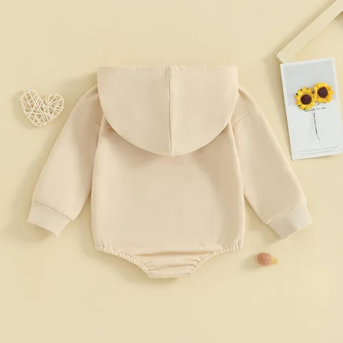 Miniatura 3 de Ropa de otoño para bebé, niño, niña, sudadera con capucha, mameluco liso de manga larga, ropa de invierno