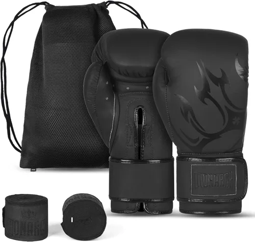 Guantes de boxeo de cuero genuino para hombres y mujeres – Entrenamiento profesional, Muay Thai, MMA y juego de sparring con envolturas de mano y