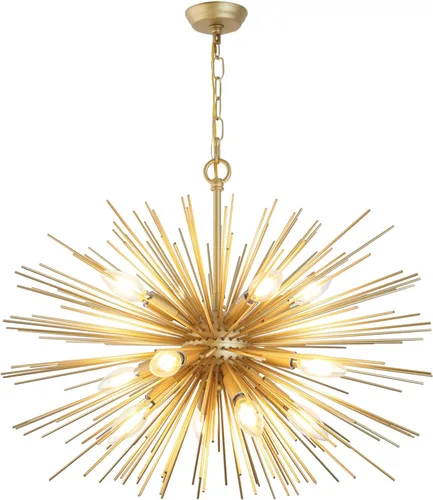 Miniatura 13 de Candelabros Sputnik modernos dorados de 20 pulgadas, lámpara de techo semiempotrada de 4 luces de mediados de siglo, candelabros satélite Starburst