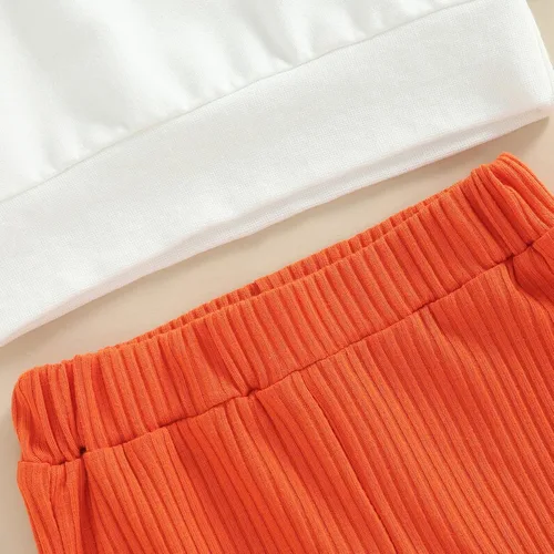Miniatura 4 de Hnyenmcko Conjunto de ropa de Halloween para bebé niña, camiseta de manga larga con letras y pantalones de campana de calabaza con diadema, 3