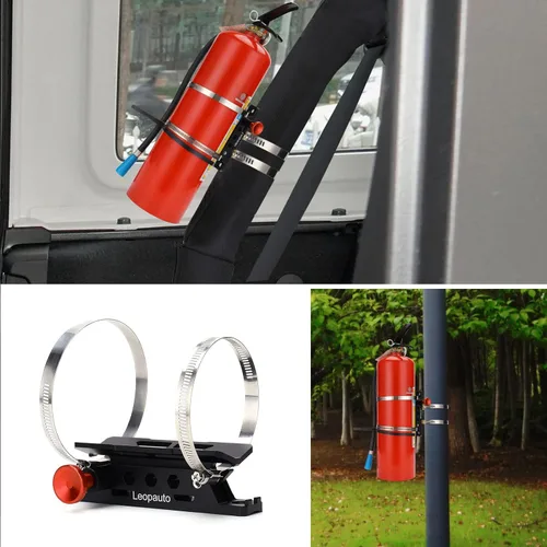 Miniatura 4 de Soporte universal para extintor de incendios, barra antivuelco de liberación rápida de aluminio, soporte para extintor de incendios con 8 Negro