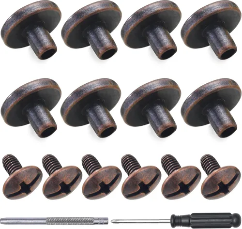 YORANYO Juego de 30 tornillos Chicago de cuero, remaches de metal, remaches para ropa, tornillos de fijación de Chicago con picos y tachuelas para