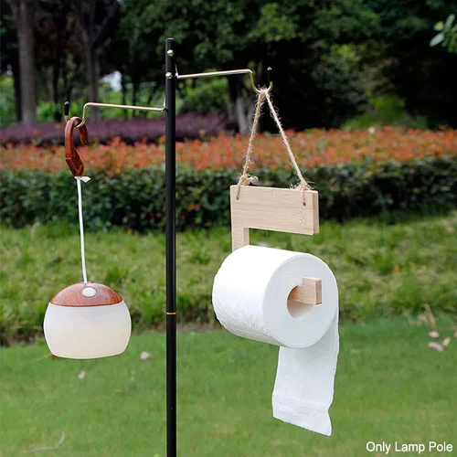 Miniatura 9 de Soporte para linterna de campamento, aleación de aluminio, colgador de lámpara plegable con bolsa de almacenamiento, poste de lámpara plegable