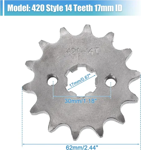 Miniatura 3 de X AUTOHAUX 1 juego de 420 estilos 14 dientes 0.669 in ID motocicleta piñón delantero motor apto para motocicleta 50cc 70cc 110cc 125cc motocicleta