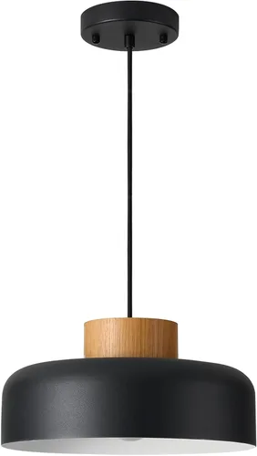 Miniatura 9 de Lámpara colgante grande, 17.7 pulgadas, tapa de madera natural, cable ajustable, lámpara de araña simple y moderna para comedor, mesa de cocina
