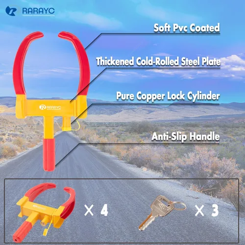 Miniatura 3 de Paquete de 4 cerraduras de rueda universales resistentes para remolque de seguridad, antirrobo, para la mayoría de automóviles, motocicletas, SUV