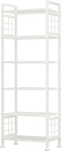 Miniatura 11 de GIOTORENT Estante de almacenamiento de pie de 6 hilos, estantería de metal, estante de despensa para lavandería, cocina, baño, organizador (plateado)