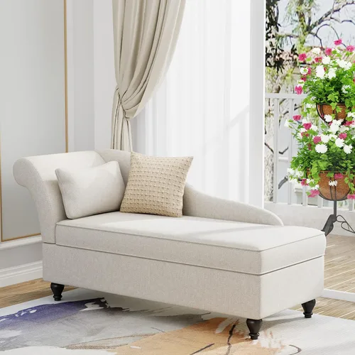 Miniatura 2 de Tongli Tumbona moderna de almacenamiento para interiores, tumbona de tela, sofá reclinable, para dormitorio, oficina, sala de estar y apartamento