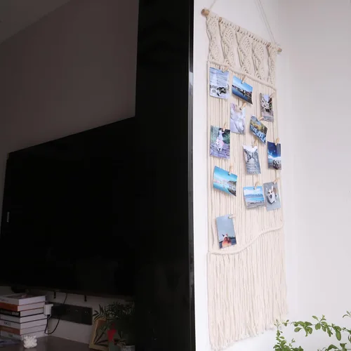 Miniatura 8 de TENEWEE Decoración de pared bohemia para colgar fotos, marcos de fotos de macramé, marco de collage de fotos, decoración de pared para regalos