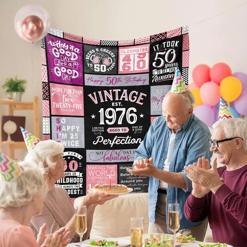 Miniatura 2 de Regalos de cumpleaños 50 para ella, regalos de cumpleaños 50 para mujer, manta de 60 x 50 pulgadas, regalo de 50 años para mujer, regalos para mujer